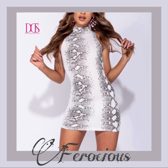 5 ⭐️ Ferocious - Snakeskin Bodycon Mini Dress - Picture 1 of 8